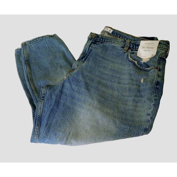 Abercrombie Fitch Jeans The Skinny 36 Short Blue Denim Destroyed Distressed NEW - Picture 10 of 12